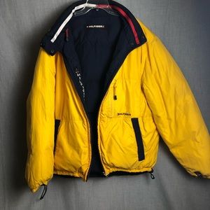 Rare Vintage 90s reversible down jacket mens large TOMMY HILFIGER